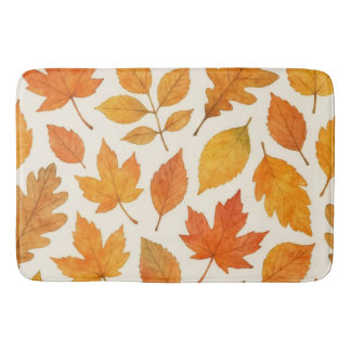 Alfombrilla De Baño Hojas de otoño en temporada de otoño blanca