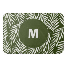 Hojas de Palma Elegantes Verde Oscuro Monogramadas