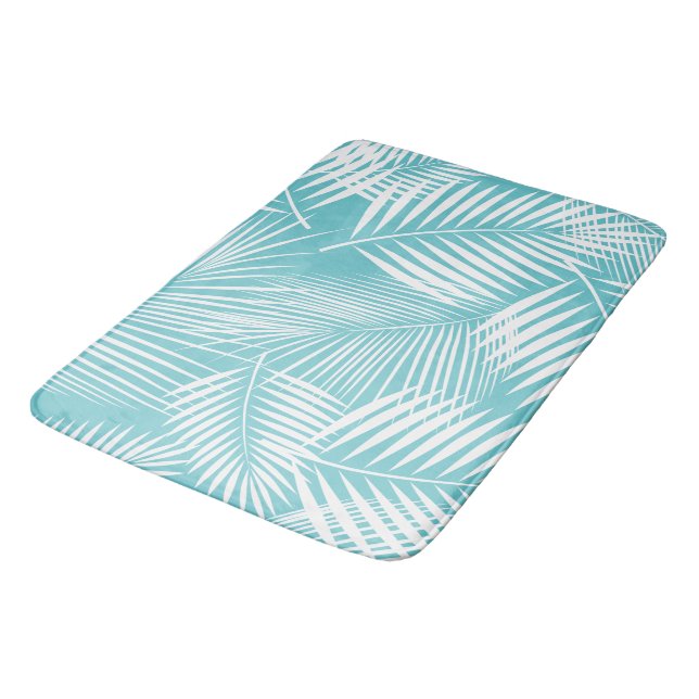 Alfombrilla De Baño Hojas de Palma sobre Turquesa  (Angular)