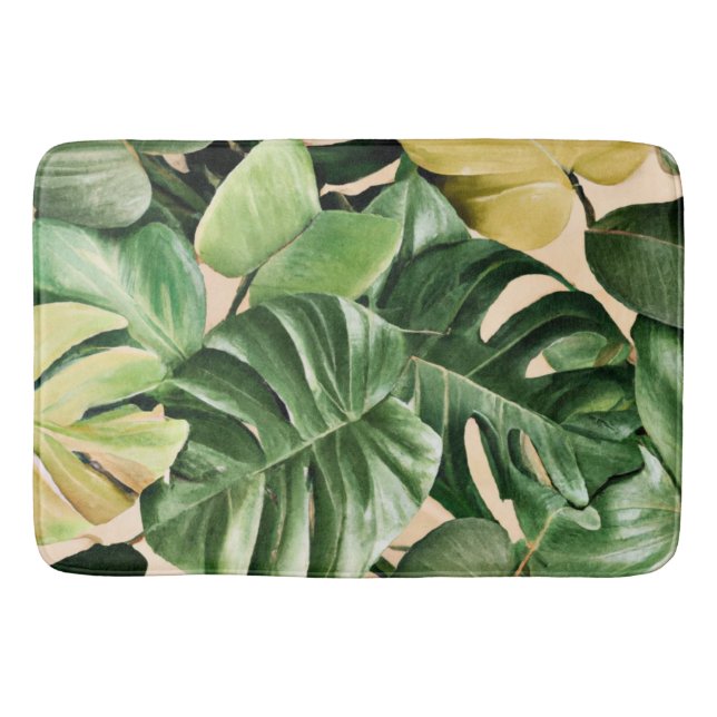 Alfombrilla De Baño Hojas florales/hawaianas/tropicales (Anverso)