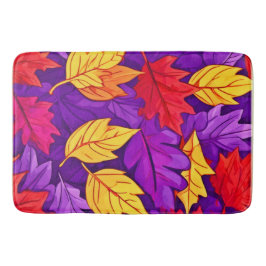 Alfombrilla De Baño Hojas Personalizados vívidas: morado, amarillo, ro