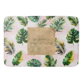 Alfombrilla De Baño Hojas tropicales de arena rosa