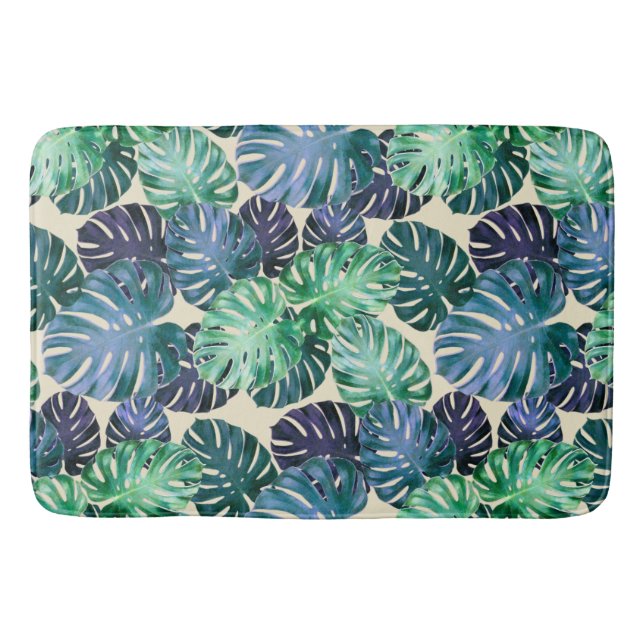 Alfombrilla De Baño Hojas tropicales de Monstera (Anverso)
