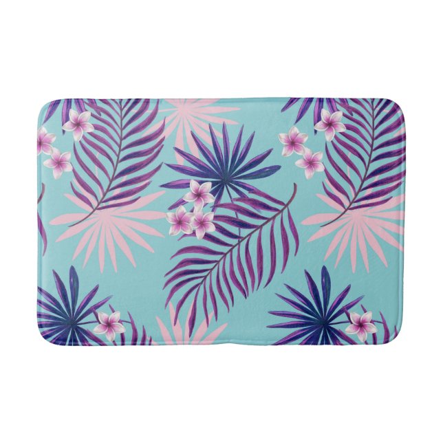 Alfombrilla De Baño Hojas tropicales y flores 2 (Anverso)