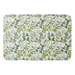 Alfombrilla De Baño Hojas verdes botánicas de acuarela