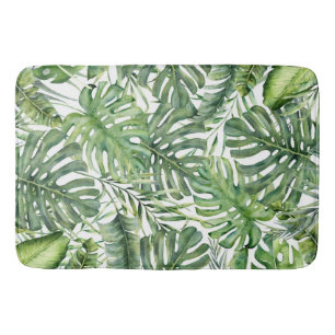 Alfombrilla De Baño Hojas verdes de palma tropical Brisa de verano en