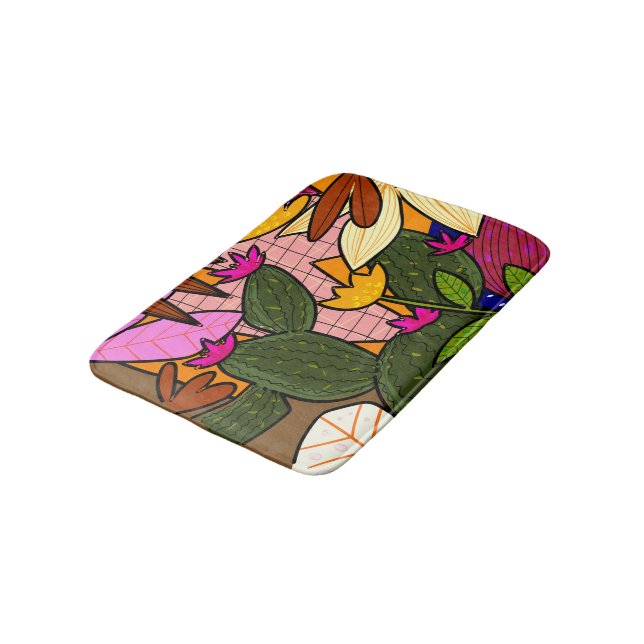 Alfombrilla De Baño Hojas y flores tropicales abstractas   (Angular)
