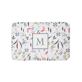 Alfombrilla De Baño Hojas Y Plumas Coloridas