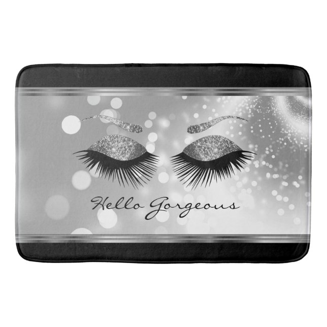 Alfombrilla De Baño Hola Gorgeo - Hermosos pestañas con plata (Anverso)