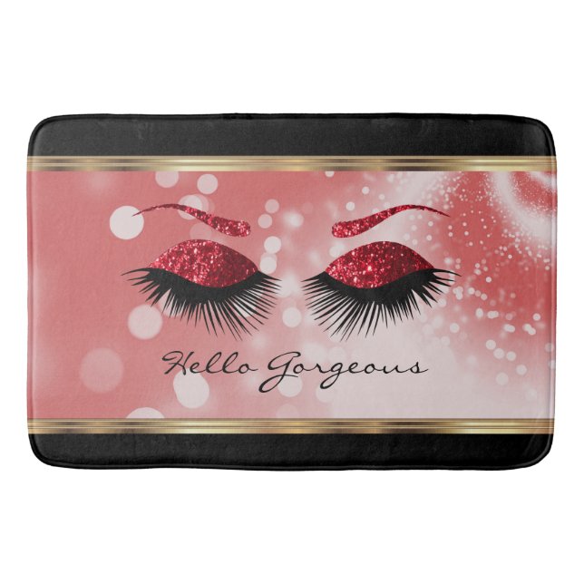 Alfombrilla De Baño Hola Gorgeo - Hermosos pestañas con rojo (Anverso)