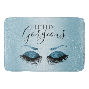 Alfombrilla De Baño Hola Gorgeous - Ojos con Purpurina azul