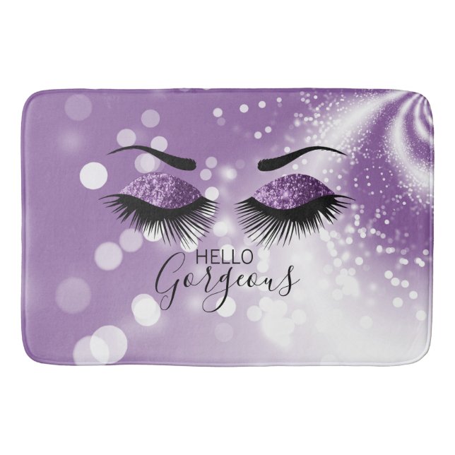 Alfombrilla De Baño Hola Gorgeous Purple Purpurina Eyes (Anverso)