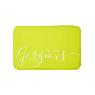 Alfombrilla De Baño Hola magnífico Chartreuse Blanco Minimalista  