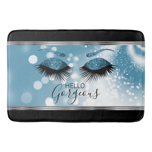 Alfombrilla De Baño Hola, ojos espléndidos - Azul (Anverso)
