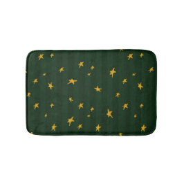 Alfombrilla De Baño Holiday Green Yellow Stripe Star Christmas 