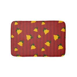 Alfombrilla De Baño Holiday Red Gold Stripe Bells Christmas