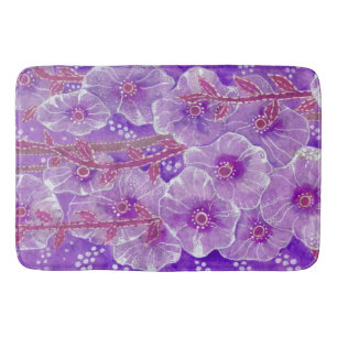 Alfombrilla De Baño Hollyhock Mallow Malva Purpe Violet Flor Floral