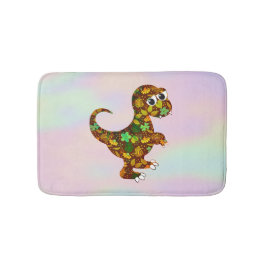 Alfombrilla De Baño Holograma Y Dinosaurio Coloridos