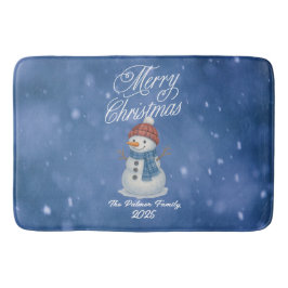 Alfombrilla De Baño Hombre de Nieve Caprichoso Feliz Navidad