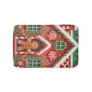 Alfombrilla De Baño Hombre y casa de pan de jengibre.