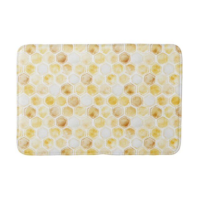 Alfombrilla De Baño Honeycomb amarillo dorado (Anverso)
