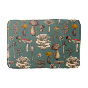 Alfombrilla De Baño Hongos silvestres en verde pino