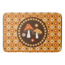 Hongos y flores dulces retro