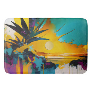 Alfombrilla De Baño Horizonte Dorado – Puesta de Sol Tropical Abstract