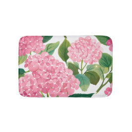 Alfombrilla De Baño Hortensia Rosa Acuarela Floral Costera