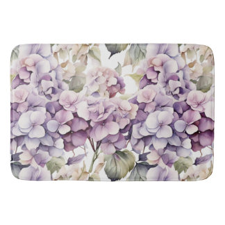 Alfombrilla De Baño Hortensias elegantes de acuarela rosa púrpura