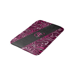 Alfombrilla De Baño Hot pink damascus abstract swirls Custom Monogram