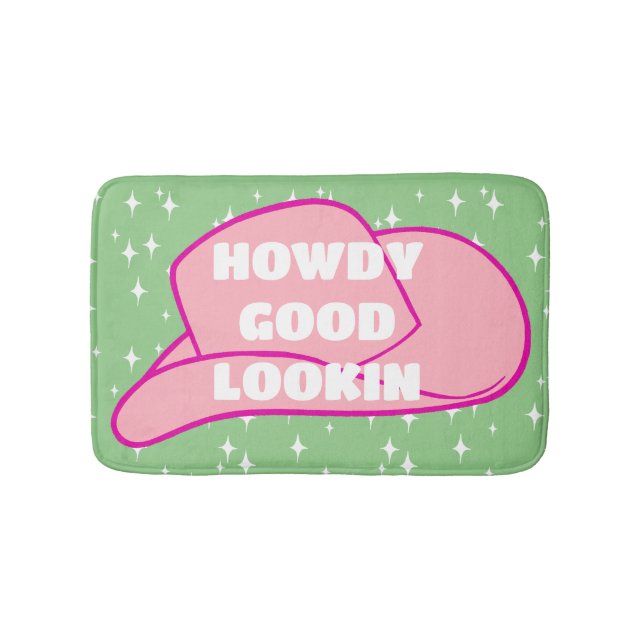 Alfombrilla De Baño Howdy Good Lookin Rancher Cowboy Gorra Green Dorm (Anverso)