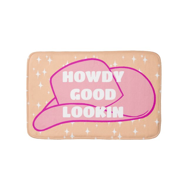 Alfombrilla De Baño Howdy Good Lookin Rancher Cowboy Gorra Peach (Anverso)