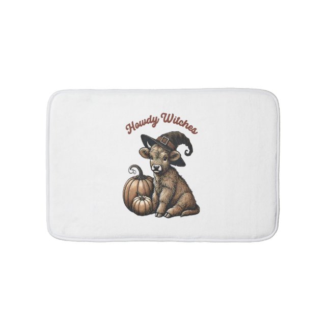Alfombrilla De Baño Howdy Witch Halloween Highland Cow (Anverso)