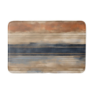 Alfombrilla De Baño Huelga alterada azul de la Marina Naranja quemada