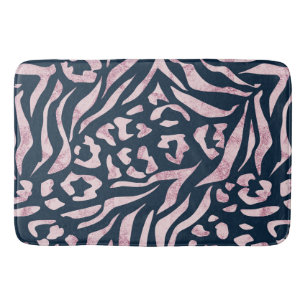 Alfombrilla De Baño Huella animal, leopardo, tigre, azul, rosa, piel,