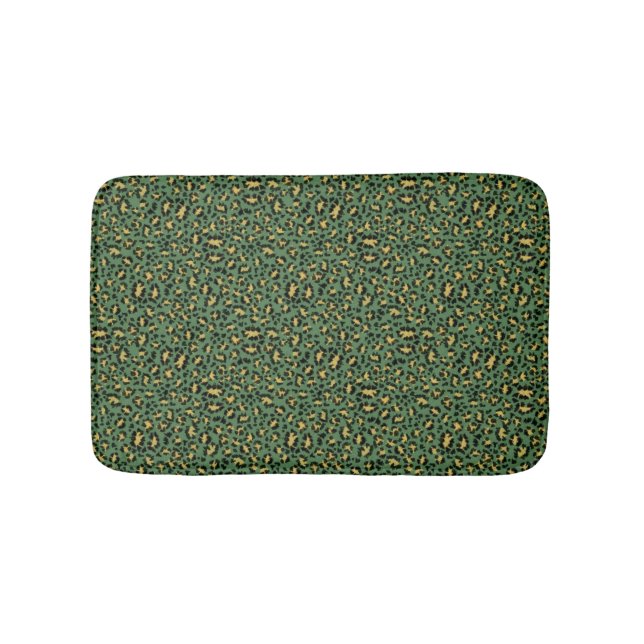 Alfombrilla De Baño Huella de leopardo en verde acogedor (Anverso)