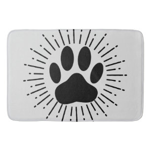 Alfombrilla De Baño Huella De Perro Y Rayo De Sol De Estilo Vintage