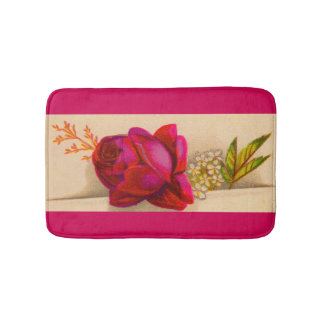 Alfombrilla De Baño Huella rosa roja victoriana