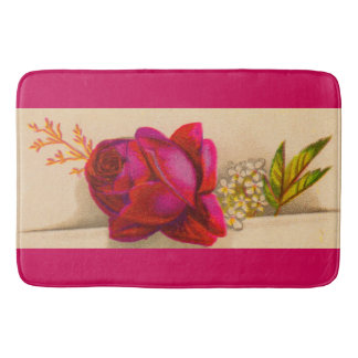 Alfombrilla De Baño Huella rosa roja victoriana