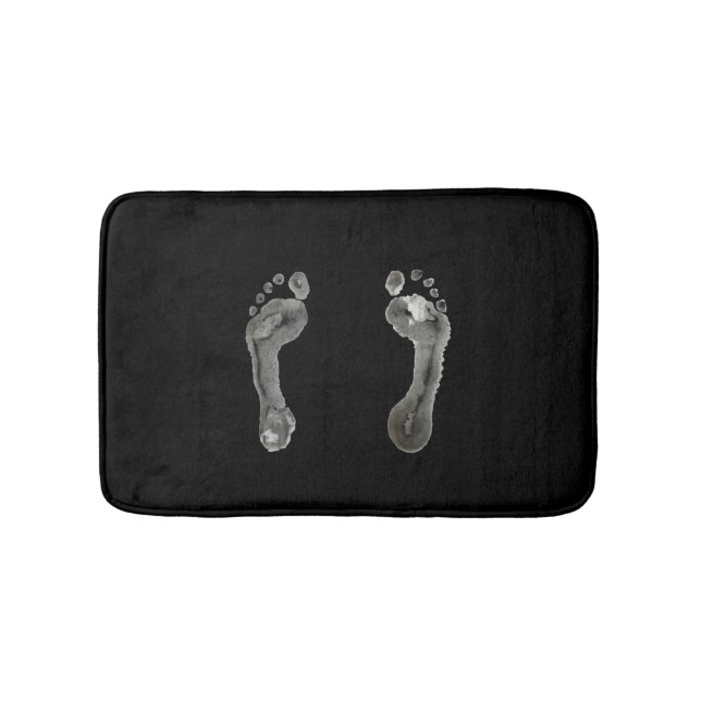 Alfombrilla De Baño Huellas entintadas (negro) (Anverso)