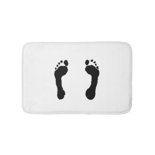Alfombrilla De Baño Huellas Negro-Selladas (blancas)