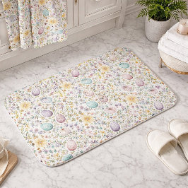 Alfombrilla De Baño Huevo de Pascua Pastel y Patrón Floral de Primaver