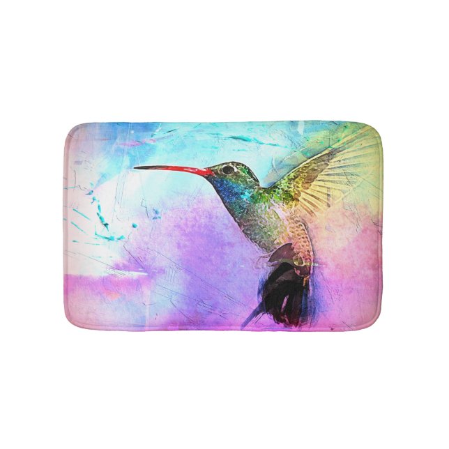 Alfombrilla De Baño Hummingbird & Watercolor (Anverso)