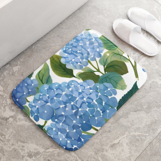 Alfombrilla De Baño Hydrangeas Blue | Hermoso Jardín Floral (Subido por el creador)