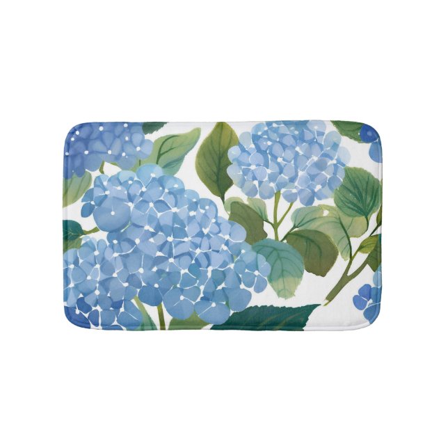 Alfombrilla De Baño Hydrangeas Blue | Hermoso Jardín Floral (Anverso)