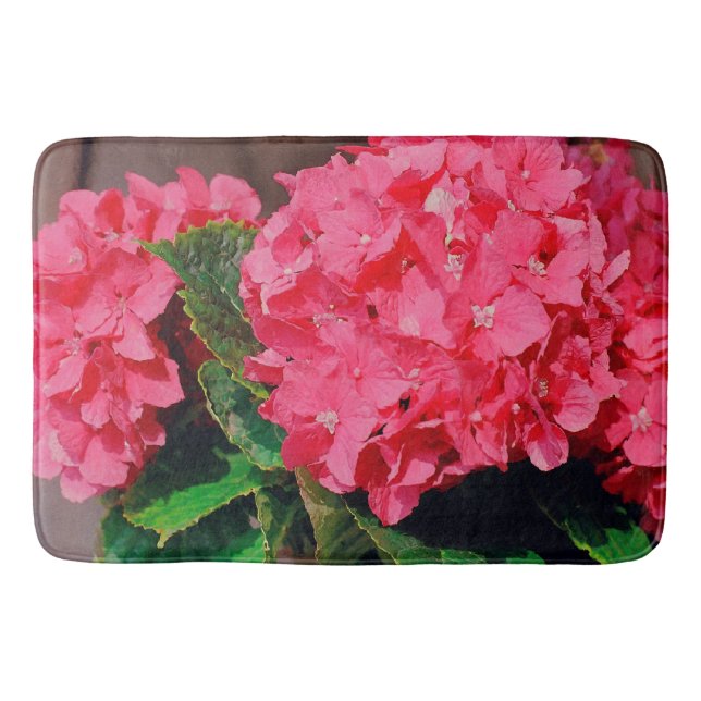 Alfombrilla De Baño Hydrangeas rosa (Anverso)