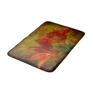Alfombrilla De Baño Icono de Lily de Prairie Roja Occidental Texteada
