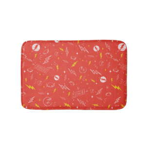 Alfombrilla De Baño Icono de relámpago de Flash y patrón de garabatos