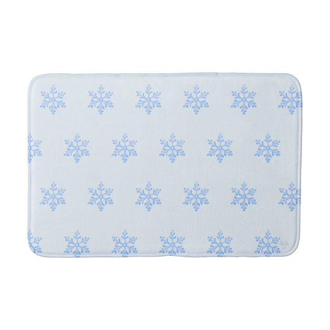 Alfombrilla De Baño Icy Blue Snowflake Pattern Airbrush Style Art (Anverso)